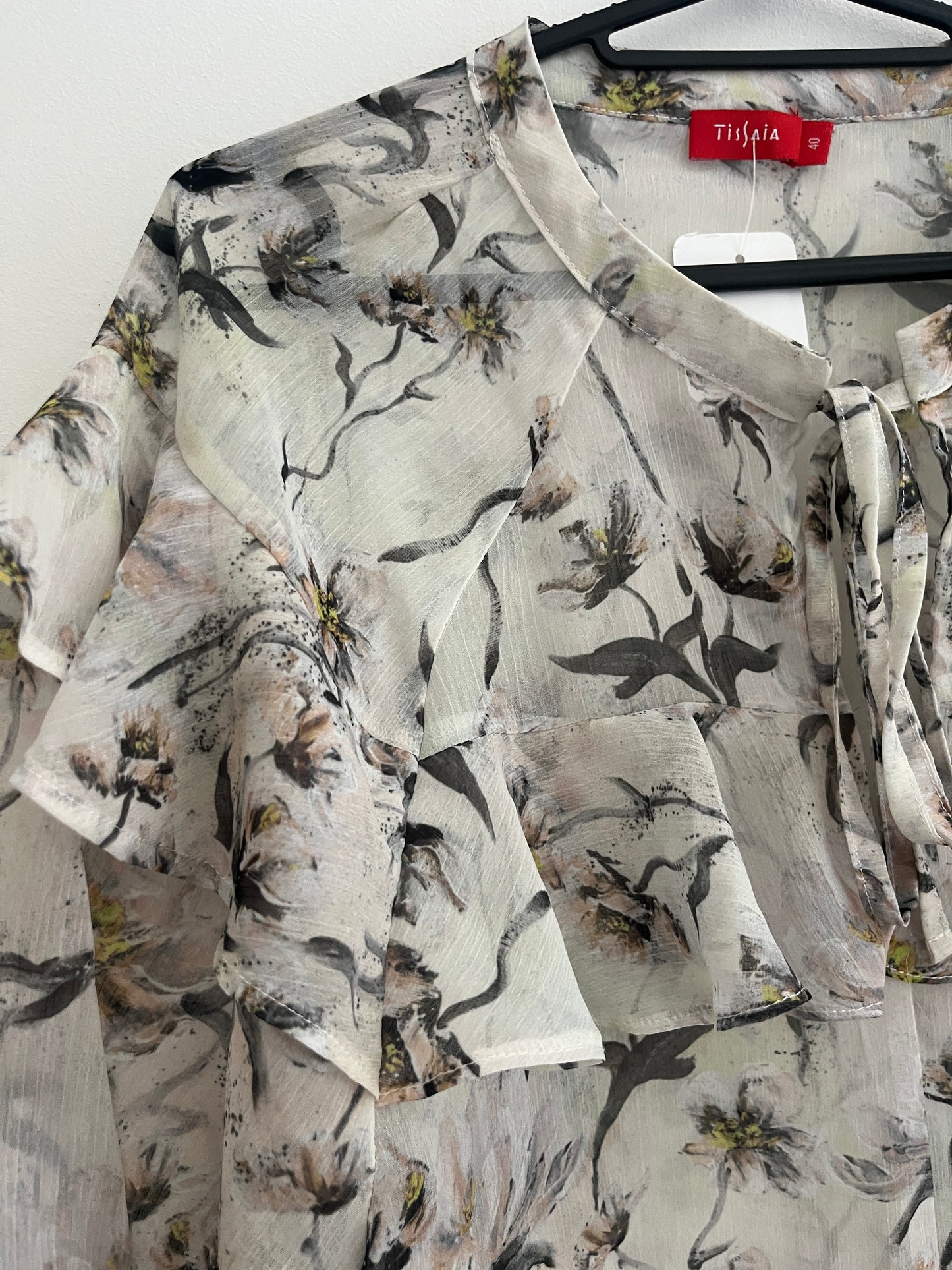 Blouse légère à manches longues et motifs feuilles - L