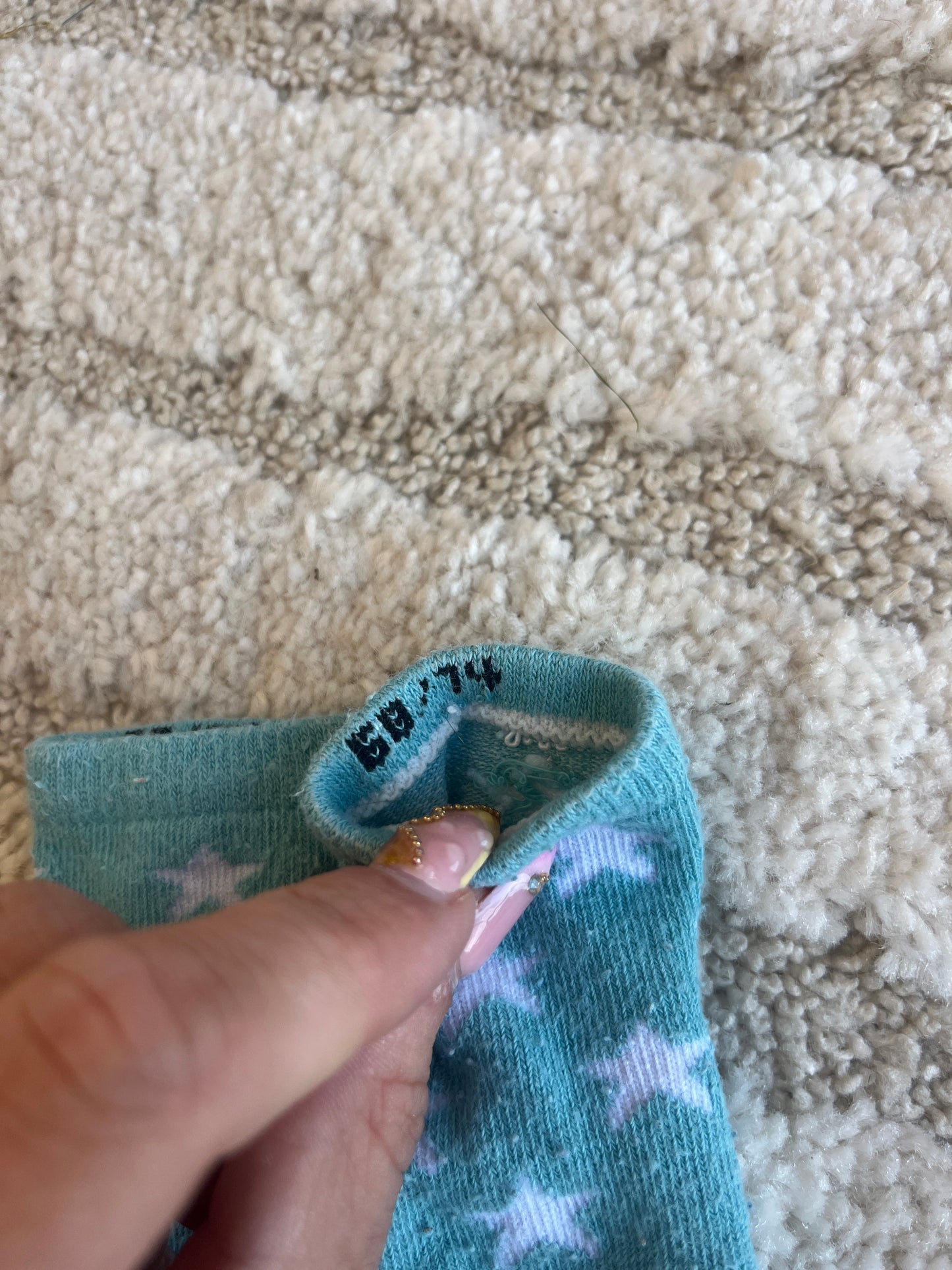 Lot 2 paires de chaussettes bleu turquoise étoiles et éléphant Obaïbi - Pointure 15/18 (6/9 mois)