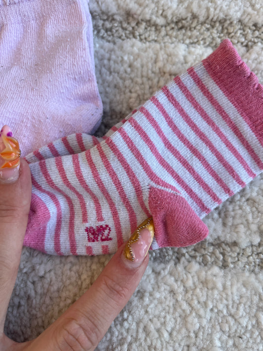 Lot 2 paires de chaussettes rose avec détail lettuce - Pointure 19/22