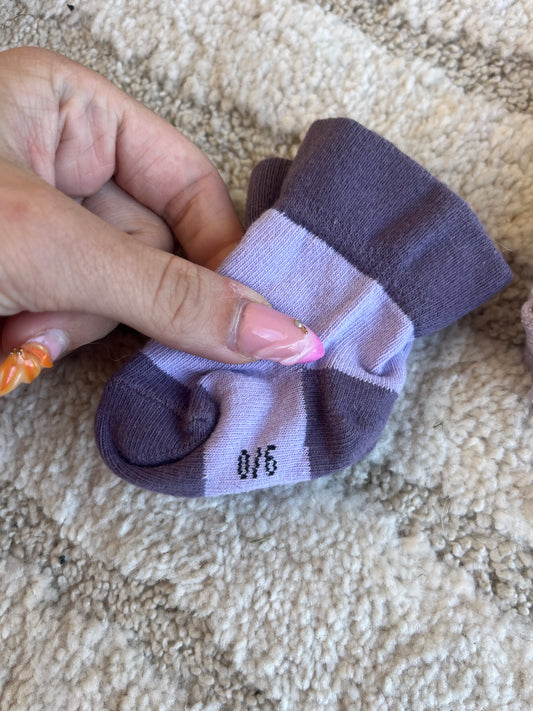 Lot 3 paires chaussettes violet papillon - 0/6 mois
