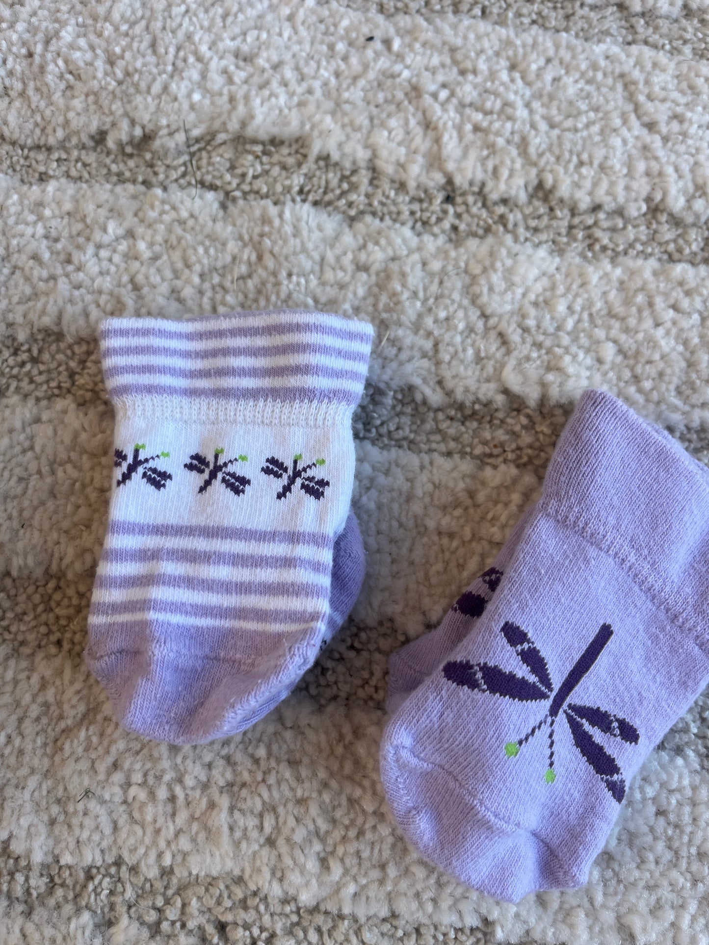 Lot 3 paires chaussettes violet papillon - 0/6 mois