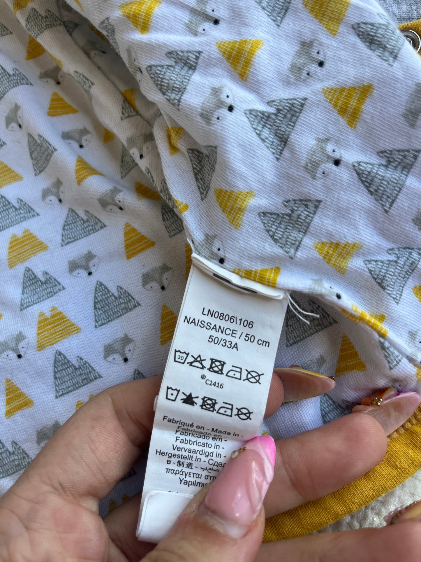 Veste légère à manches longues gris et moutarde renard - naissance