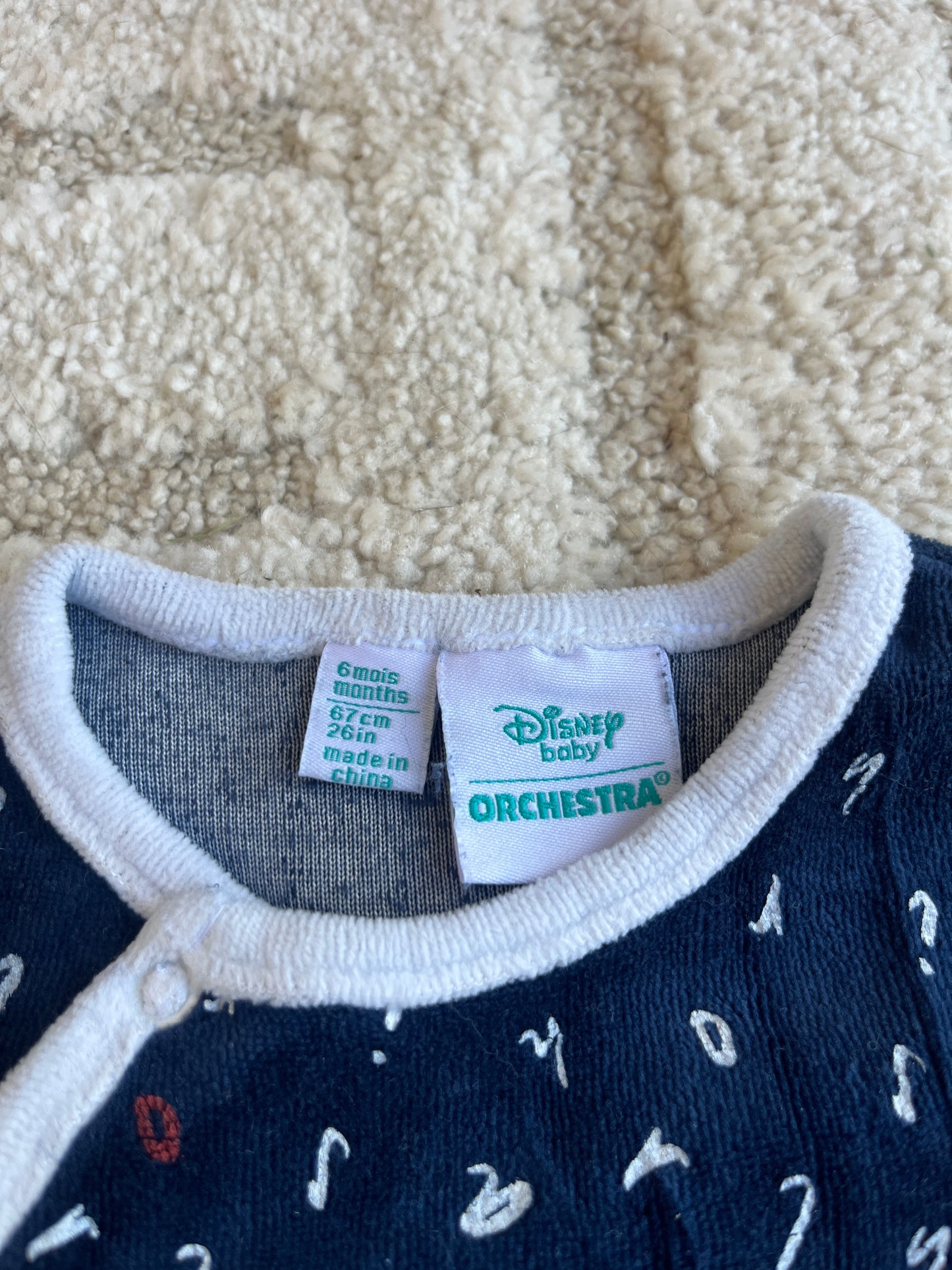 Pyjama velours bleu lettres « Little sailor » Mickey - 6 mois