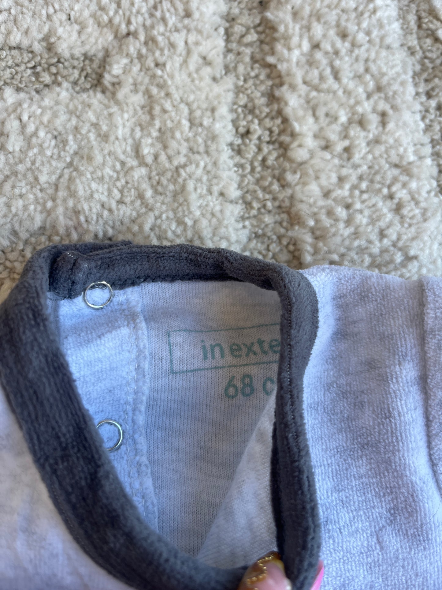 Pyjama velours gris tête de chien - 6 mois