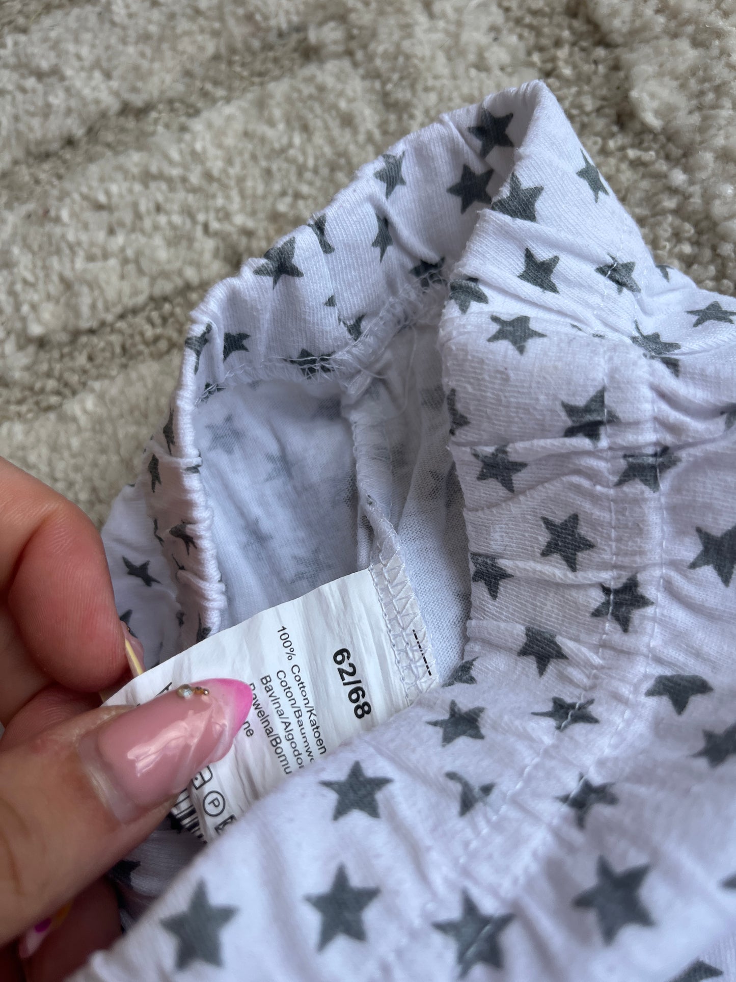 Legging large blanc motifs étoiles - 62/68 cm