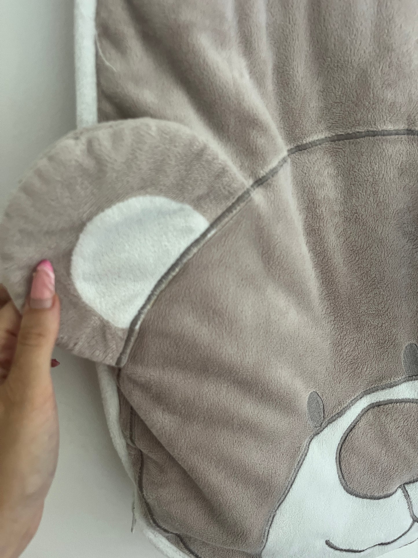 Gigoteuse velours et épaisse marron ourson en relief - 0/6 mois