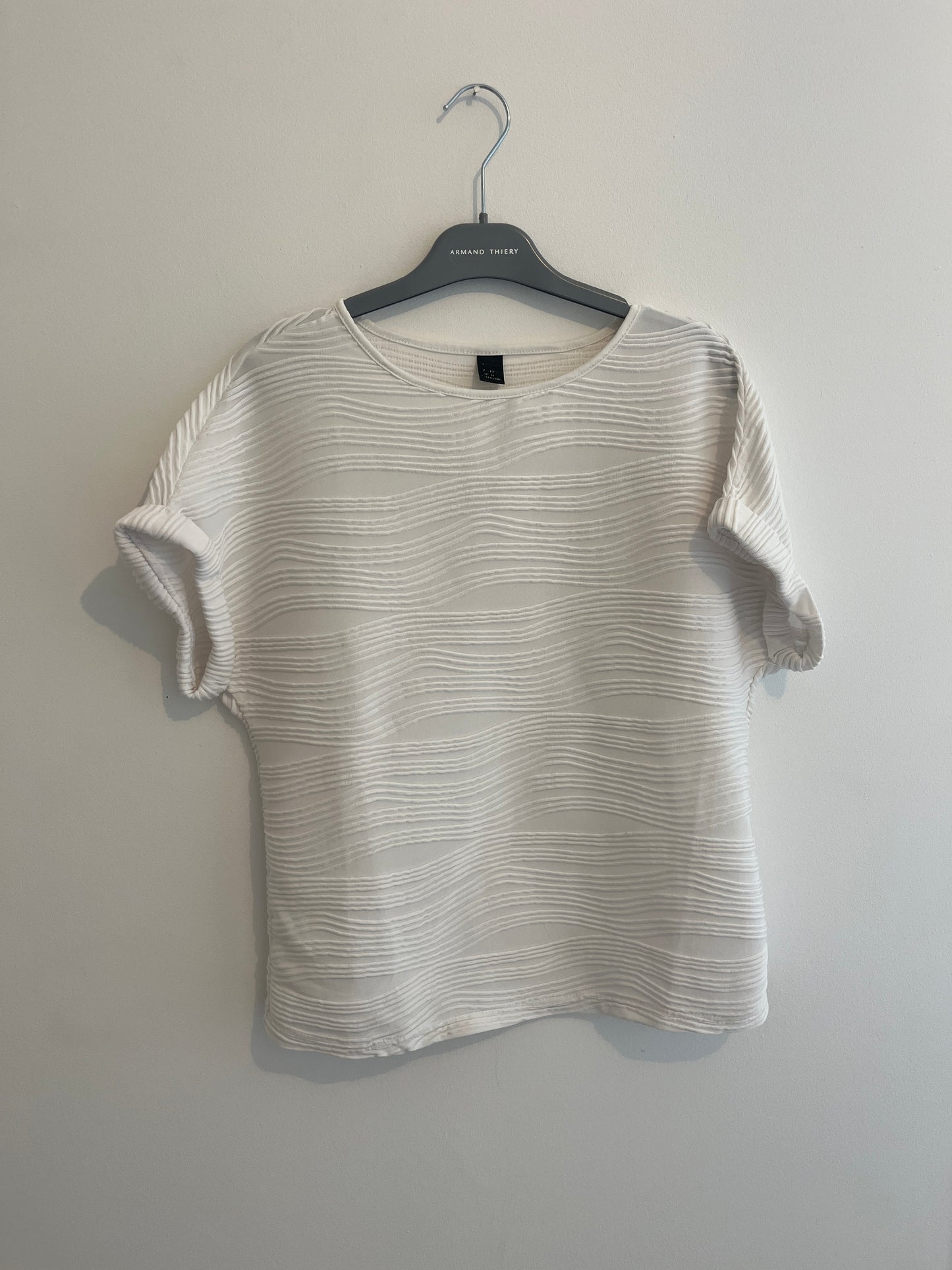 T-shirt manches courtes blanc détails en relief - M