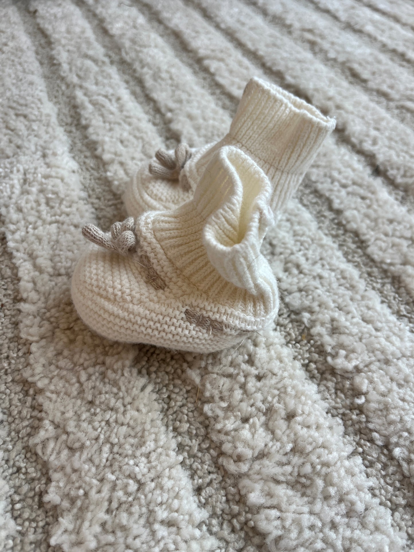 Chaussons en maille tricot crème et beige Orchestra - prématuré/1 mois