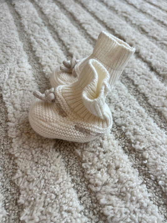Chaussons en maille tricot crème et beige Orchestra - prématuré/1 mois
