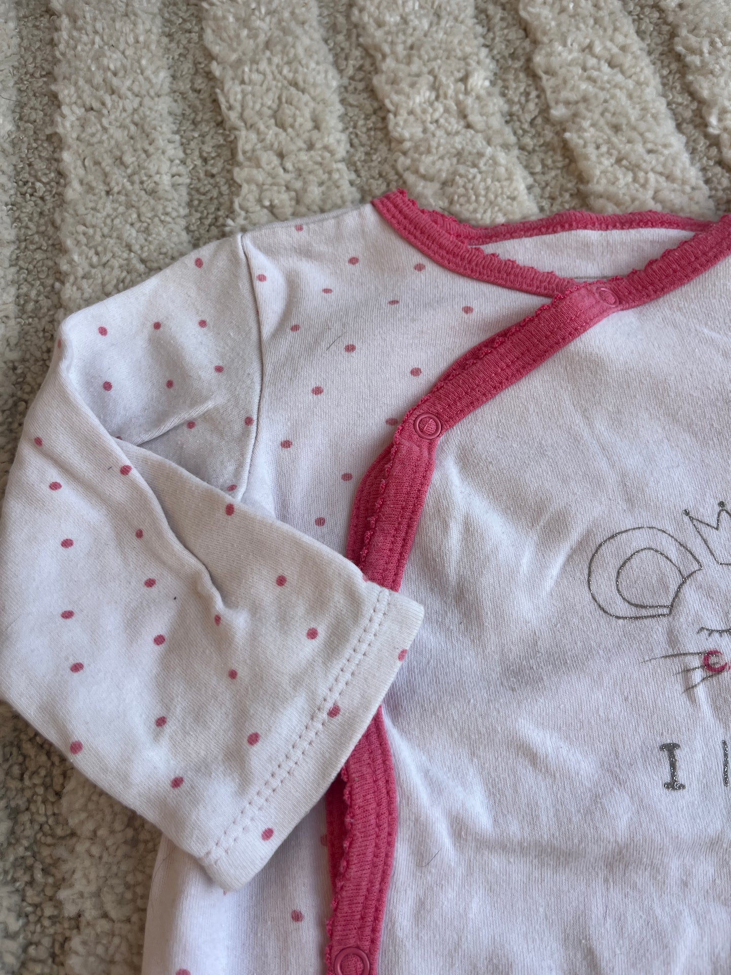 Pyjama léger blanc et rose souris « I love hugs » - 9/12 mois (74 cm)