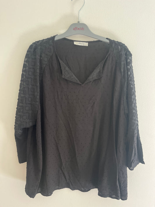 Blouse noire avec manches transparentes avec paillettes Atelier Jad - taille 6