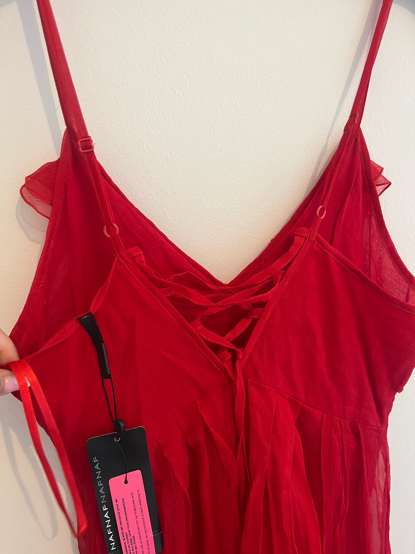 Robe en tulle volantée rouge Naf Naf NEUF - 38