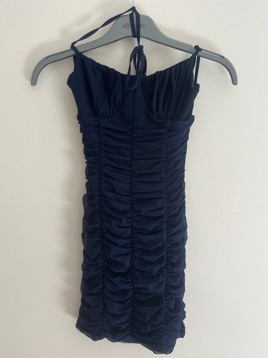 Mini robe moulante en tulle bleu marine et dos nu Tiger Mist - XXS
