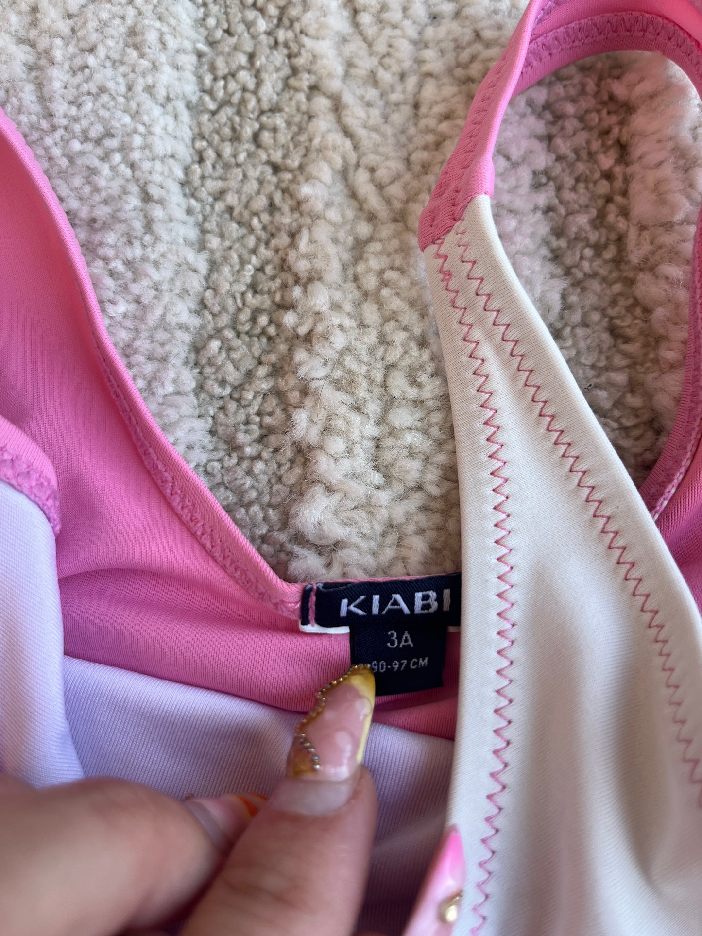 Maillot de bain 1 pièce rose et blanc - 3 ans