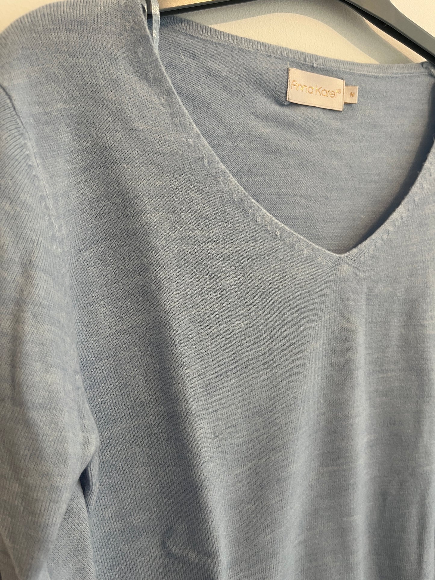 Pull fin bleu clair col V Anna Karel - M