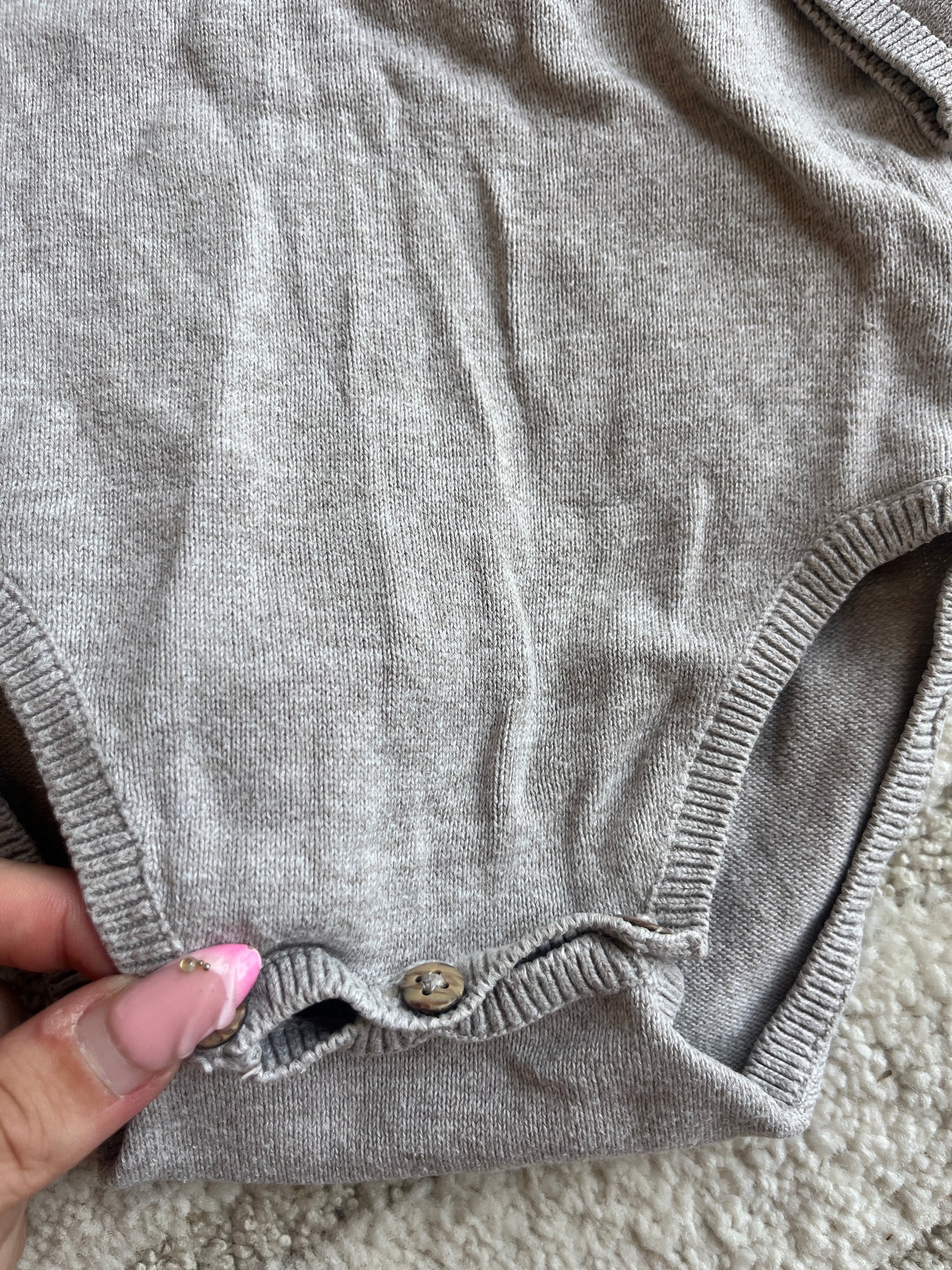 Body à manches longues en jersey beige avec col - 6/9 mois (74cm)