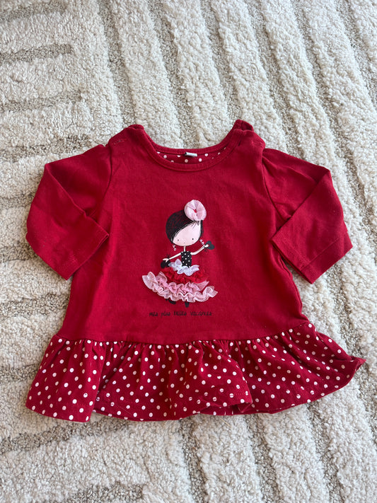 Robe rouge à pois « mes plus belles vacances » - 3 mois