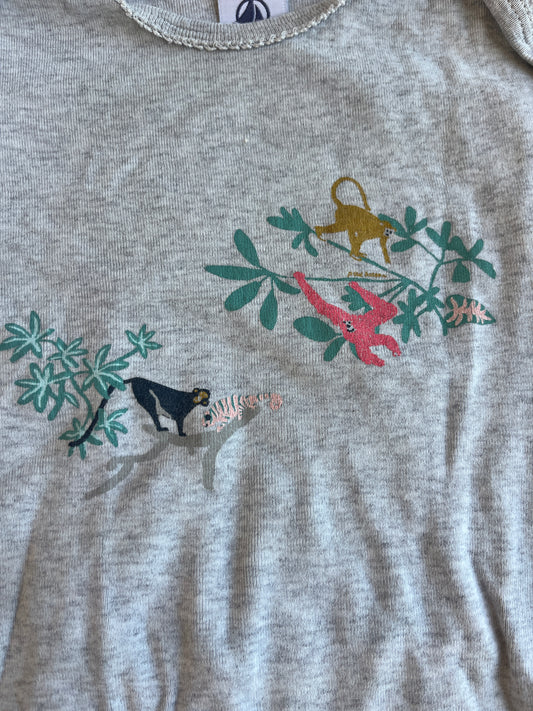 Body à manches courtes gris motifs singes Petit Bateau - 36 mois