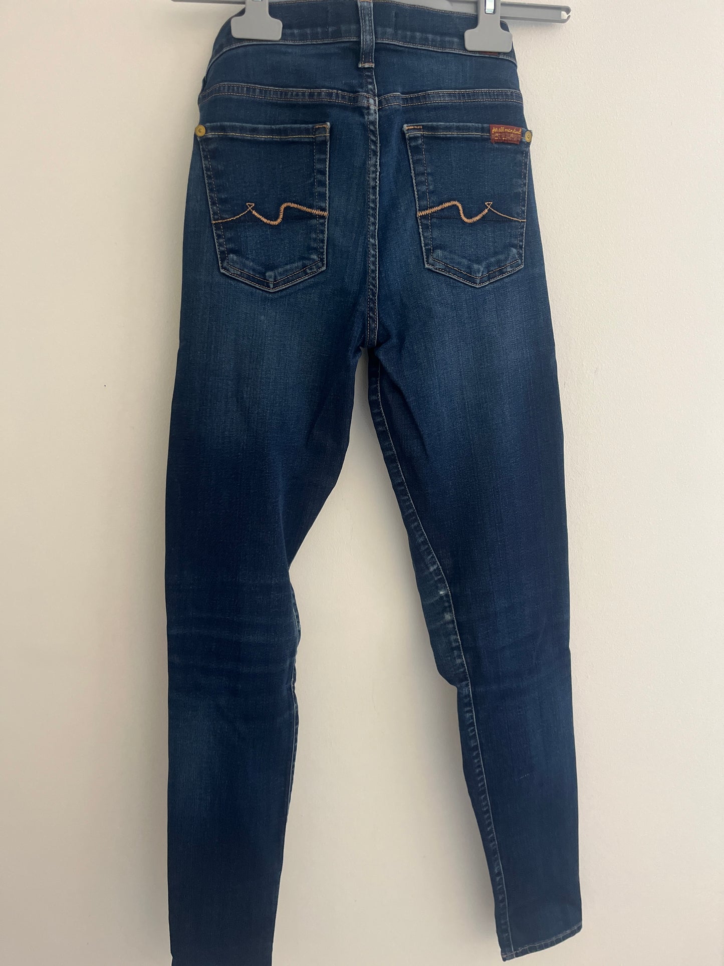 Jean bleu brut slim effet délavé 7 For All Mankind - S/36