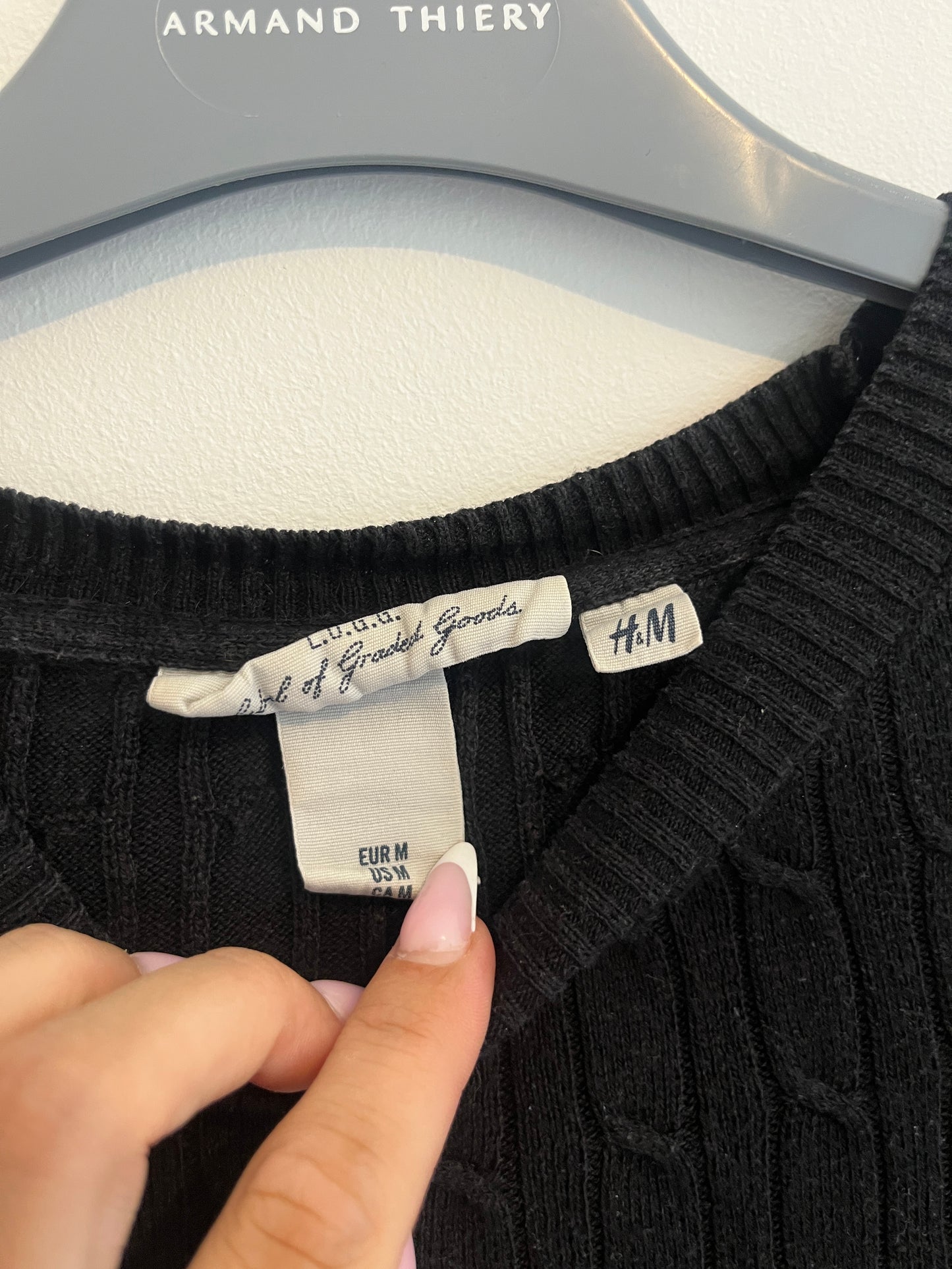 Pull fin noir maille côtelée H&M - M