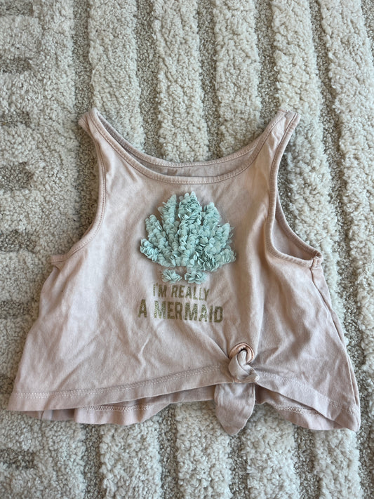 Débardeur rose pale coquillages « I’m really a mermaid » - 3 ans
