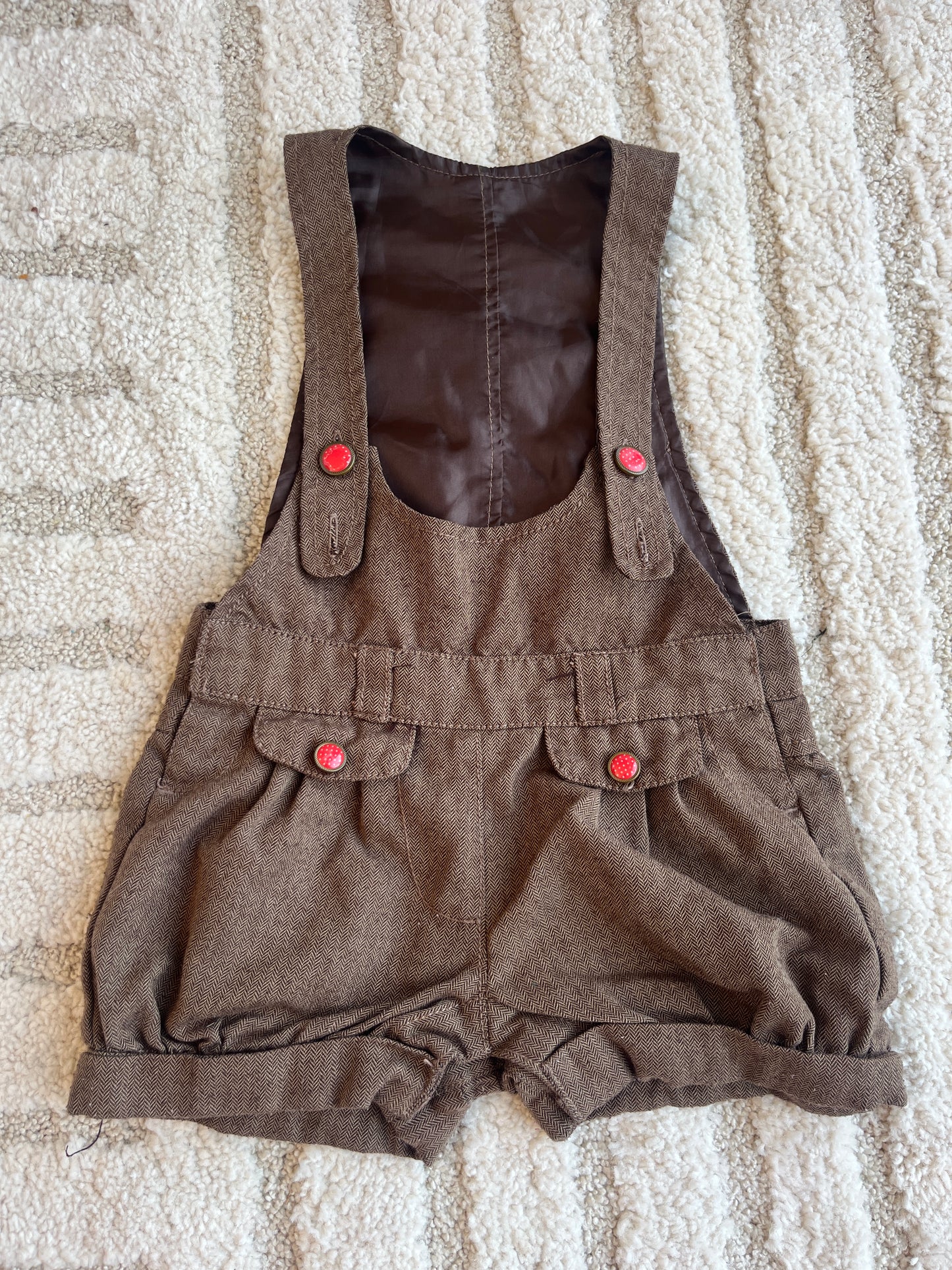Salopette short effet tweed marron TAO - 23 mois