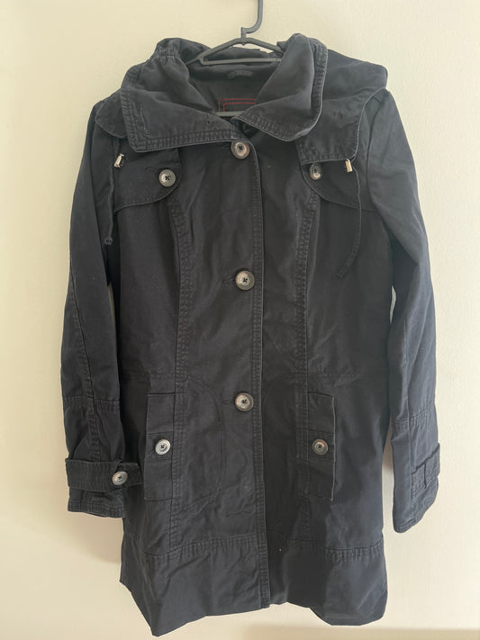 Blouson type trench avec capuche amovible bleu marine - 38