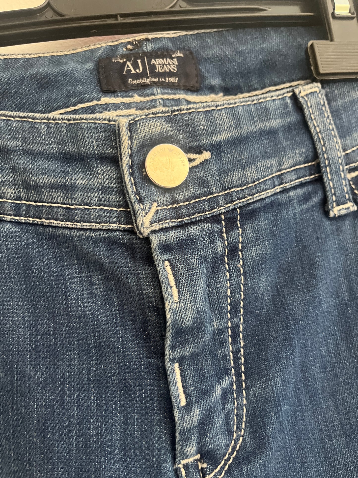 Jean slim bleu brut effet délavé Armani Jeans - S/36