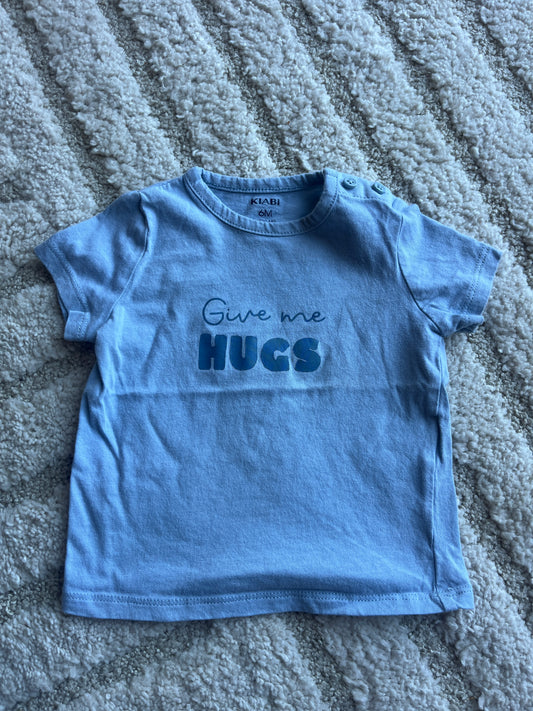 T-shirt à manches courtes bleu « give me hugs » - 6 mois