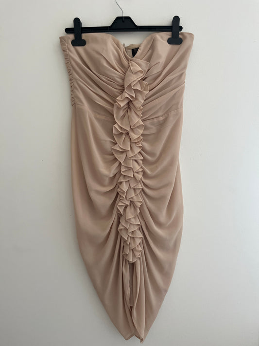 Robe courte bustier à volants nude H&M - 40