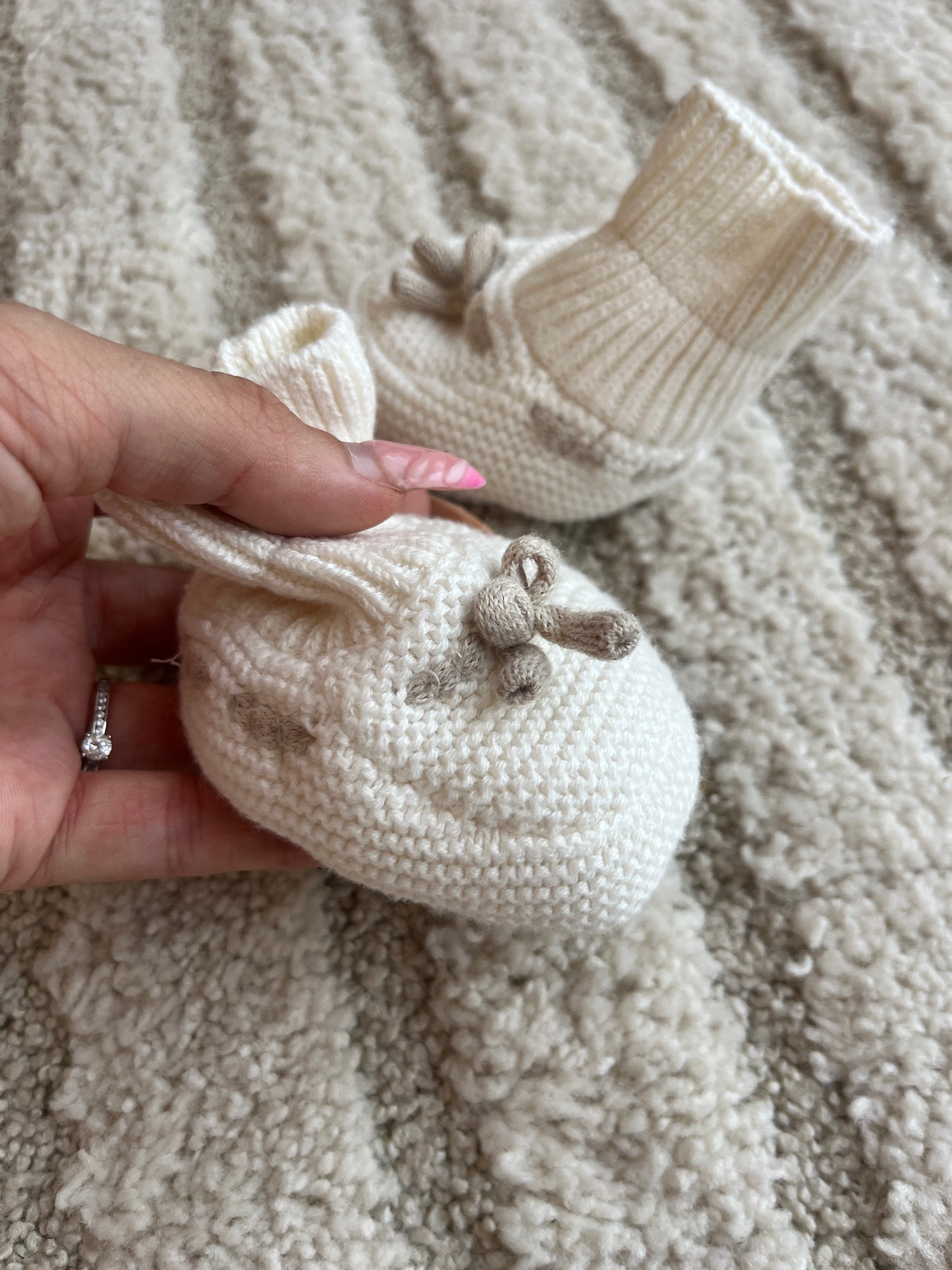 Chaussons en maille tricot crème et beige Orchestra - prématuré/1 mois