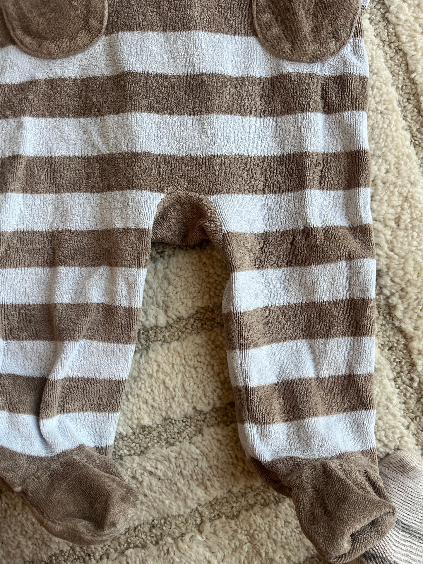 Pyjama velours bleu et marron ourson et lapin - 6 mois