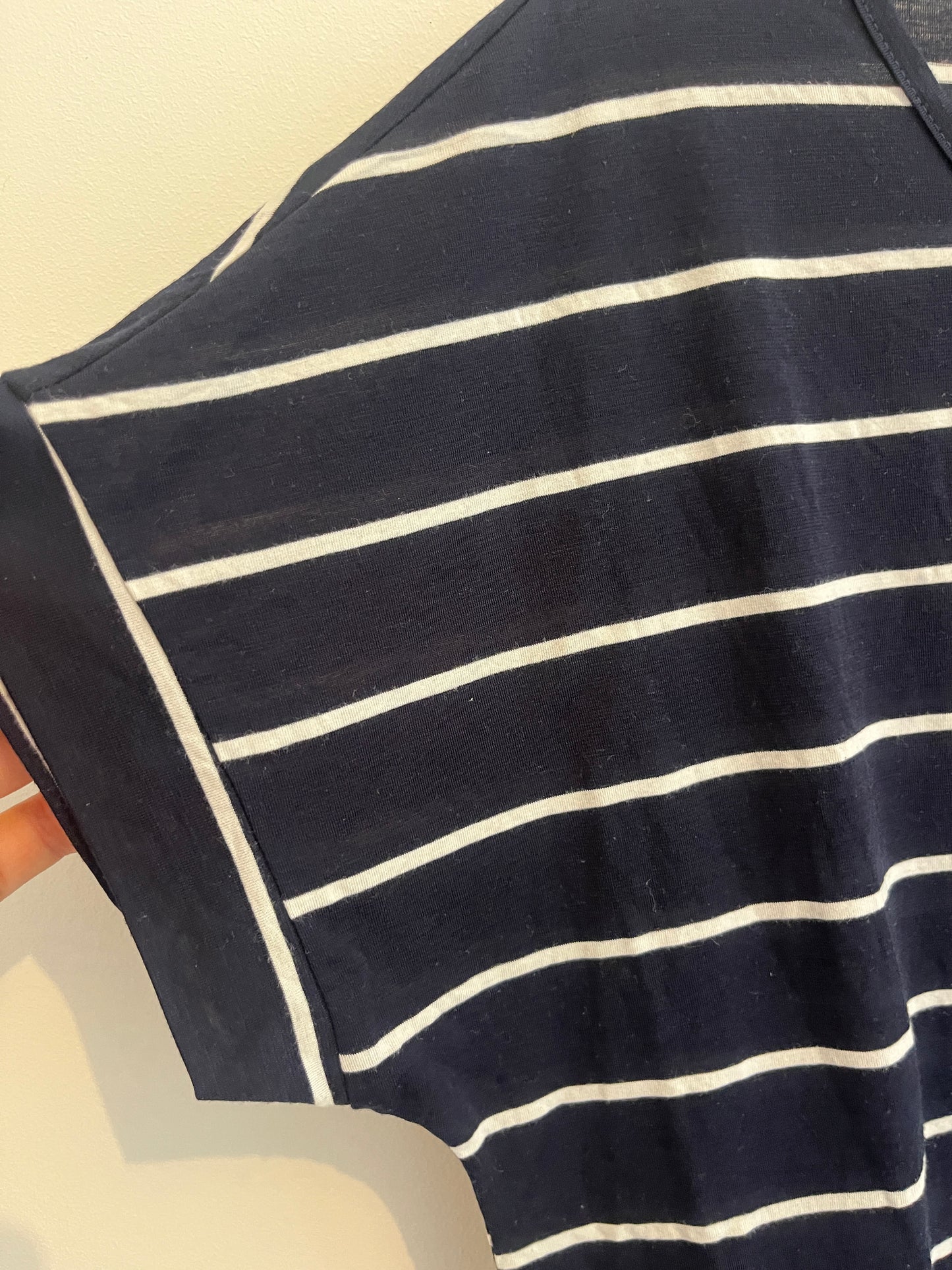 T-shirt léger à manches courtes rayé bleu marine - L