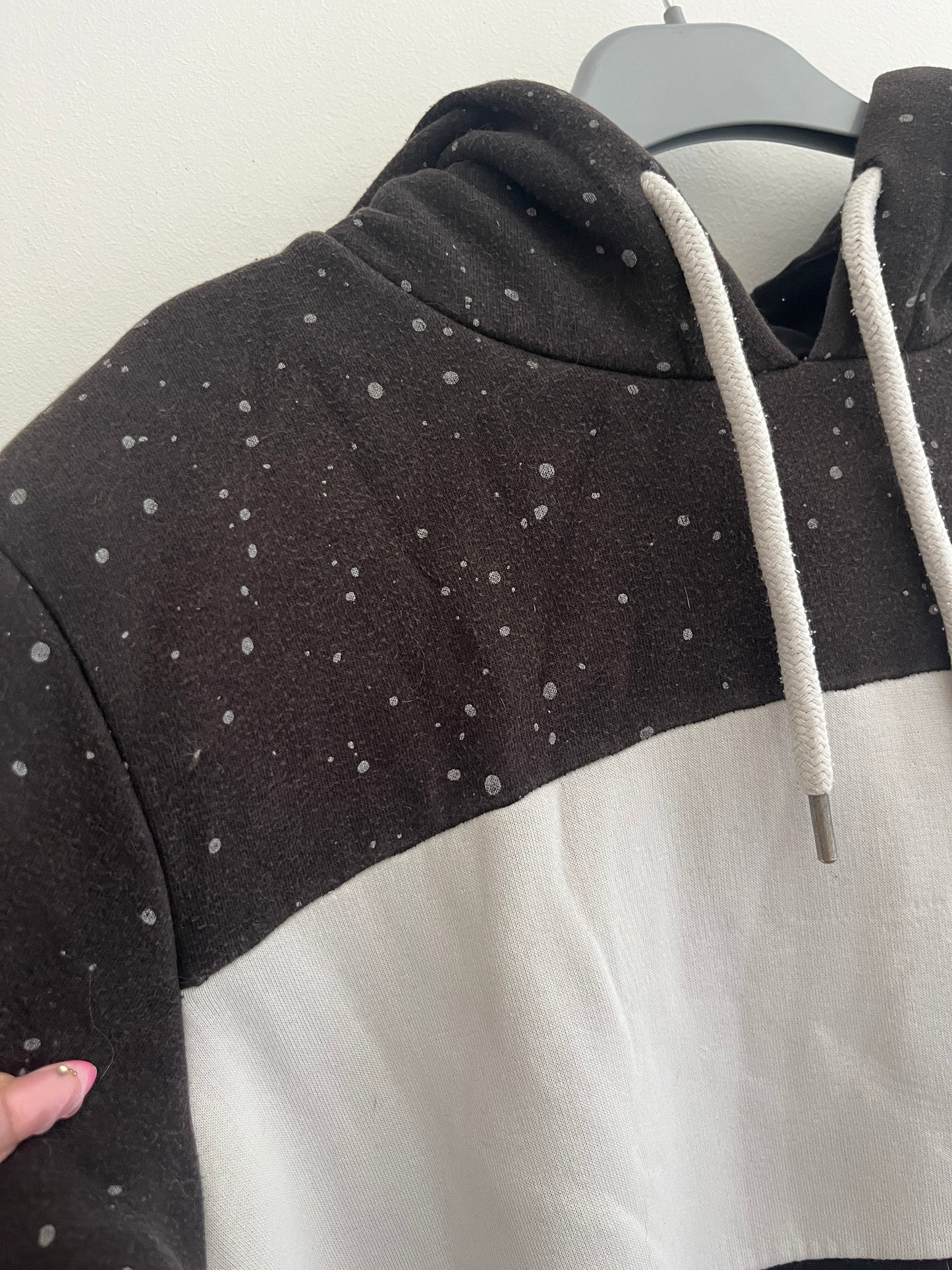 Sweat à capuche tricolore blanc et noir LBO - M