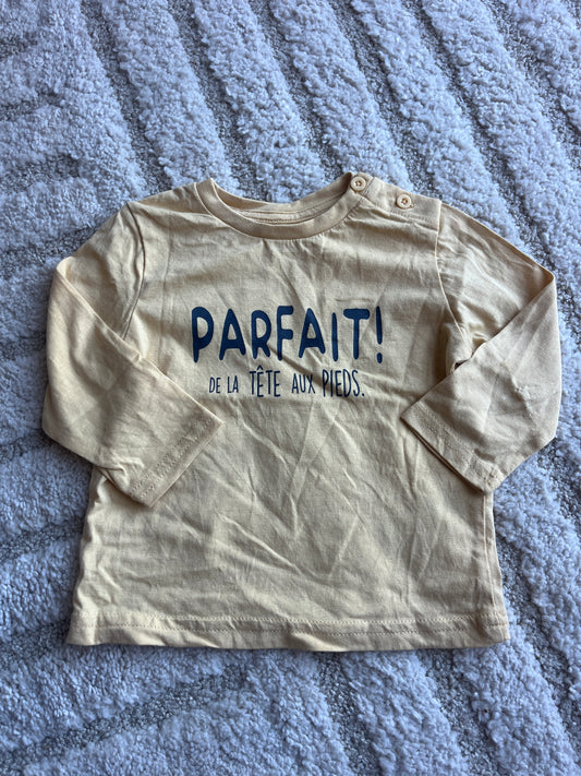T-shirt à manches longues jaune « parfait de la tête aux pieds » - 6 mois