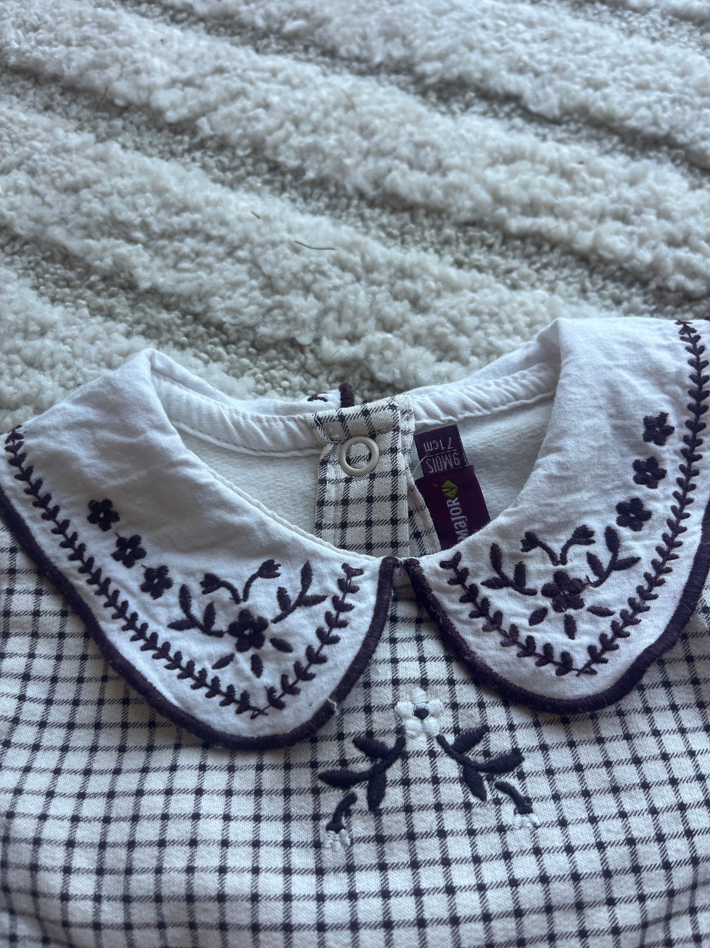 Ensemble blouse col Claudine + legging crème et violet Sergent Major - 9 mois
