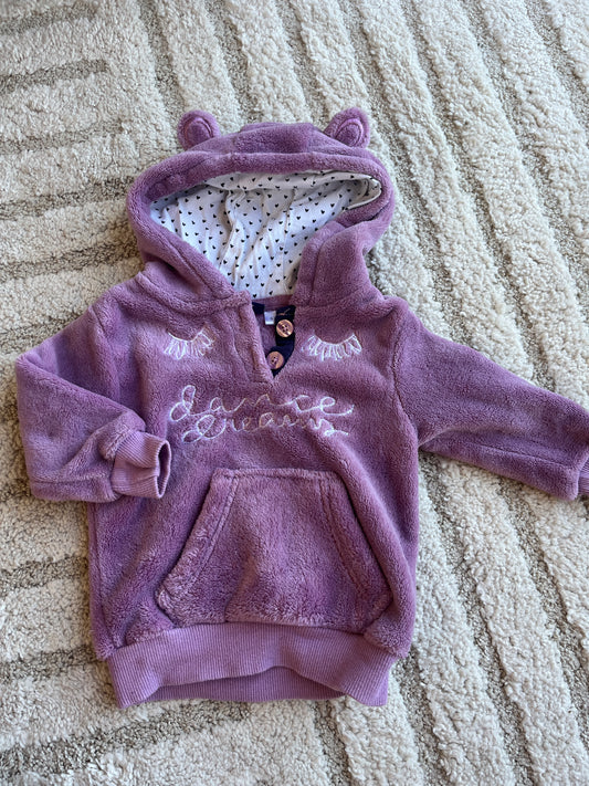 Sweat à capuche polaire violet « dance dreams » - 3/6 mois