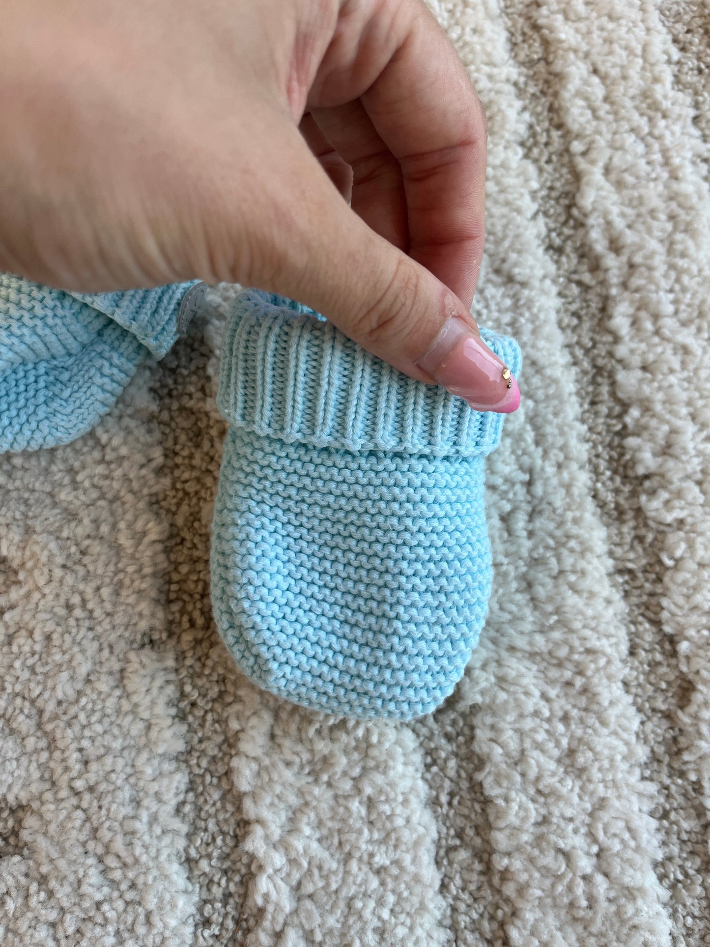 Chaussons en maille bleu Obaïbi - 6/12 mois
