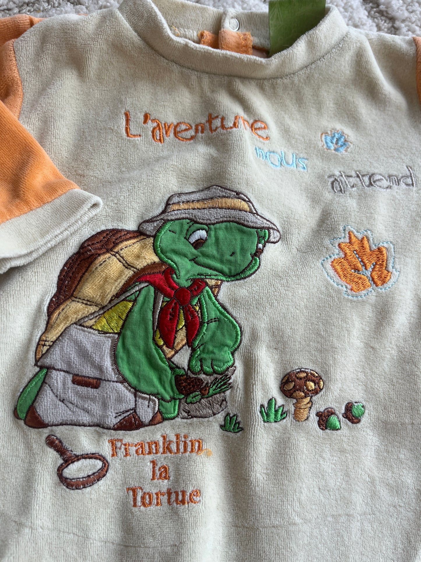 Pyjama velours bicolore orange et jaune Franklin - 6 mois