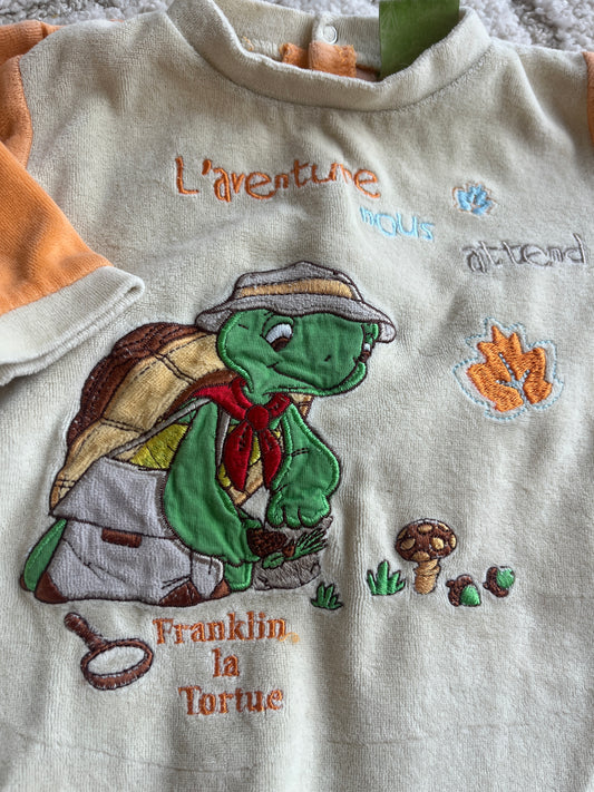 Pyjama velours bicolore orange et jaune Franklin - 6 mois