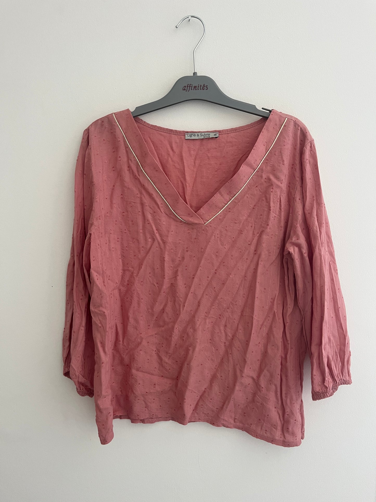 Blouse à manches longues rose détails dorés Ligne à suivre - 38