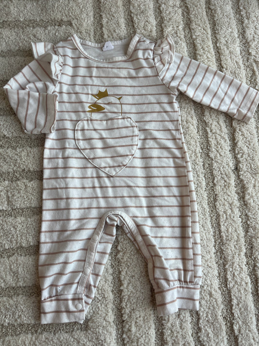 Pyjama léger à manches longues beige sans pieds - 3/6 mois