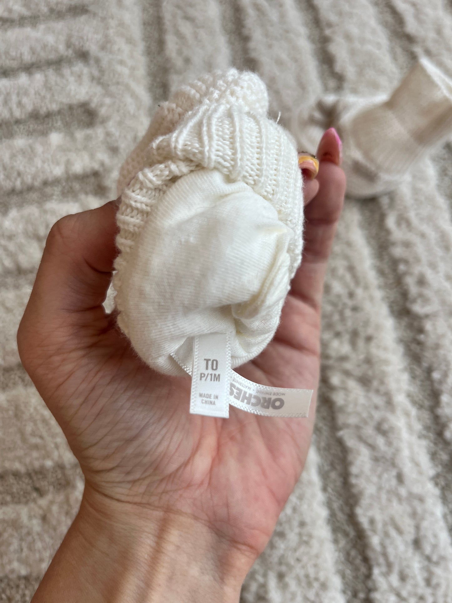 Chaussons en maille tricot crème et beige Orchestra - prématuré/1 mois