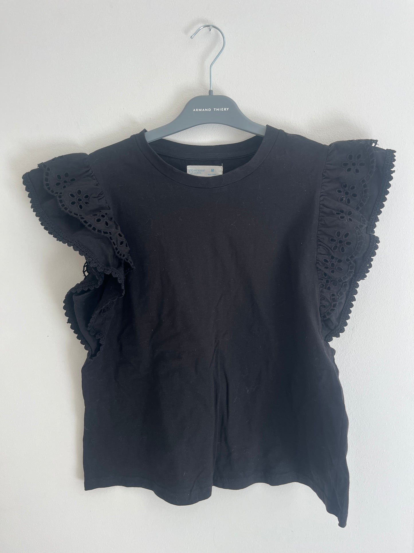 T-shirt manches courtes noir avec broderies - M