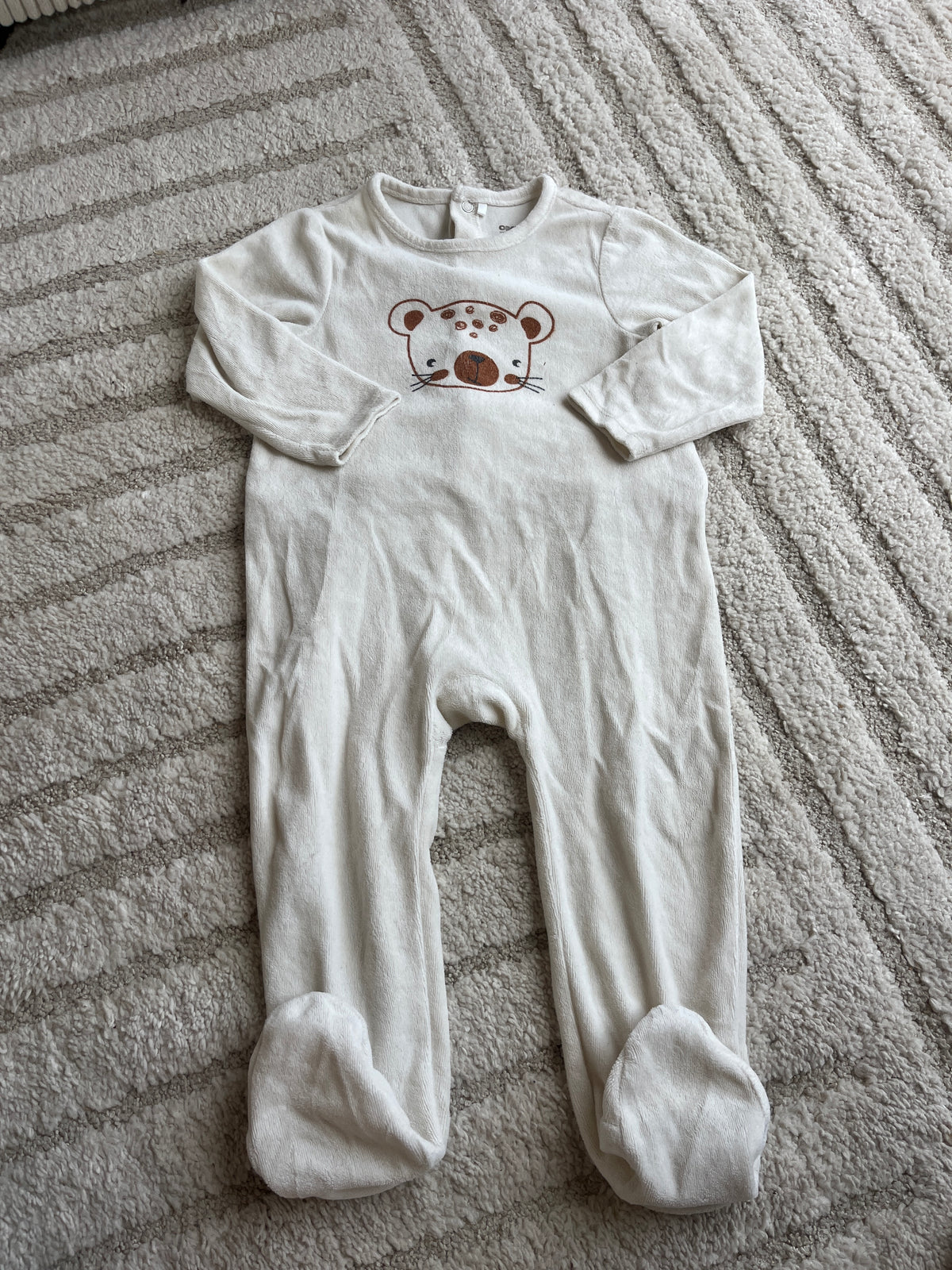 Pyjama velours crème tête de tigre - 23 mois