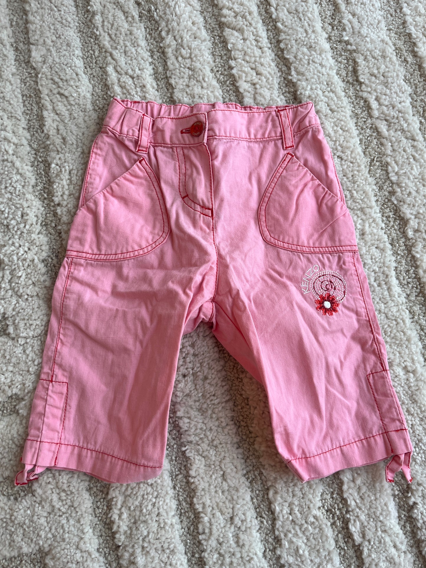 Pantalon rose motifs fleurs Kenzo Junior - 6 mois