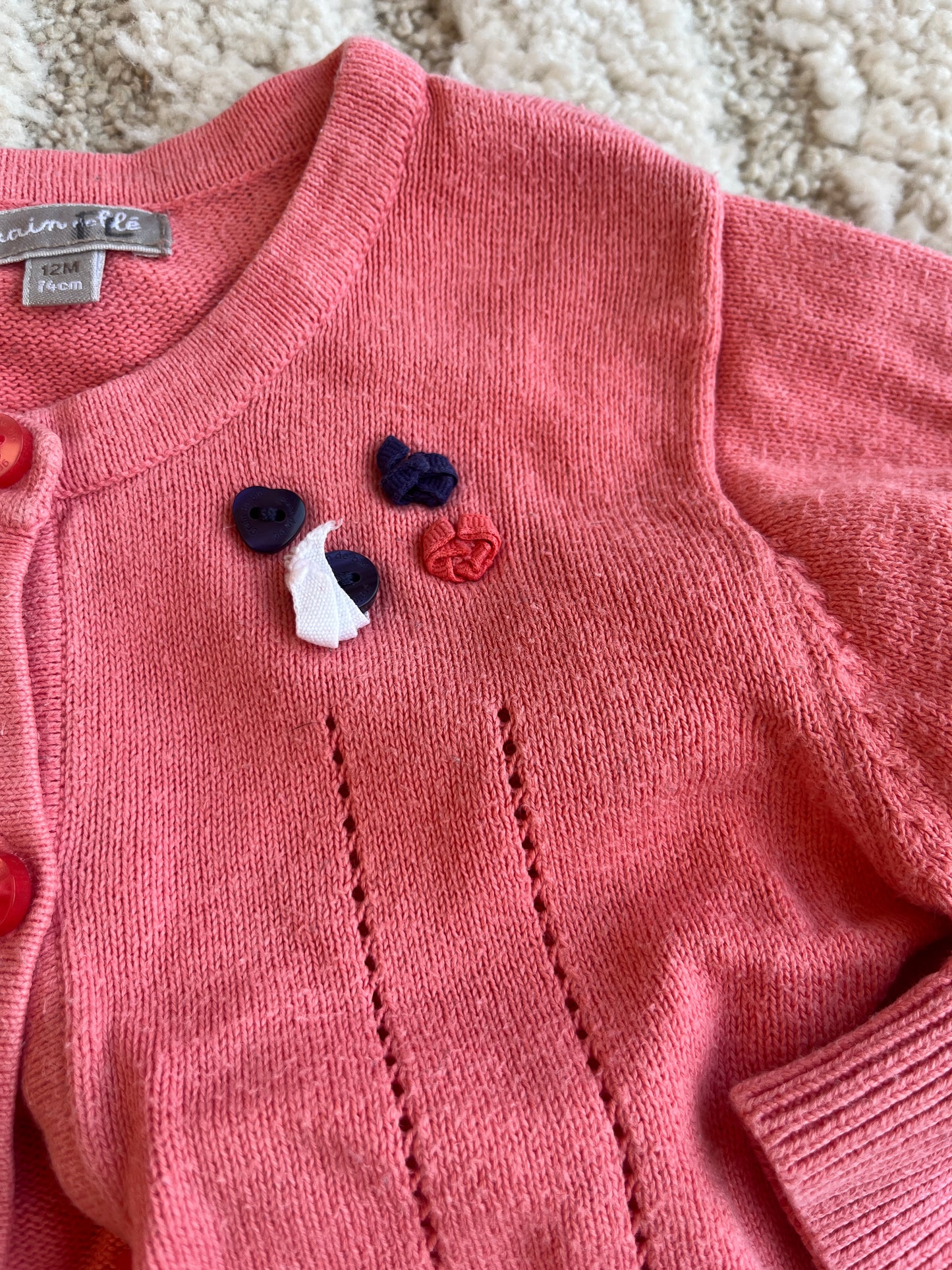 Gilet à manches longues rose Grain de blé - 12 mois