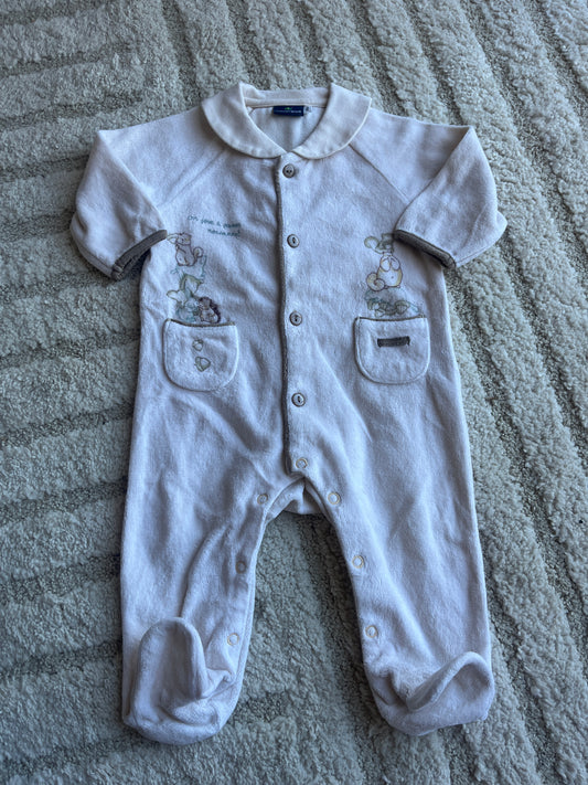Pyjama velours vintage beige animaux Sergent Major - 6 mois
