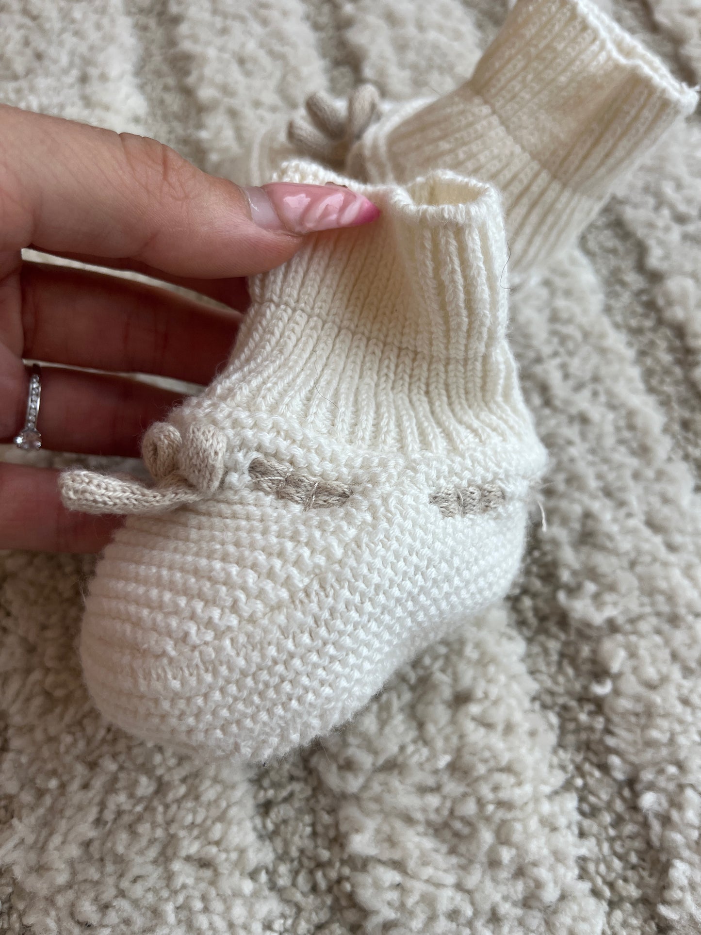Chaussons en maille tricot crème et beige Orchestra - prématuré/1 mois