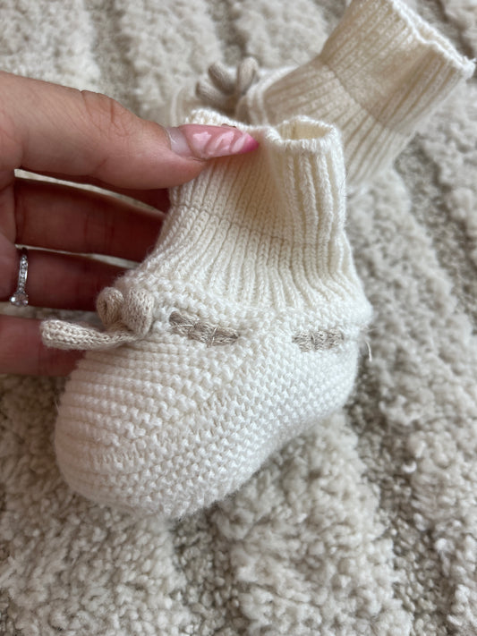 Chaussons en maille tricot crème et beige Orchestra - prématuré/1 mois
